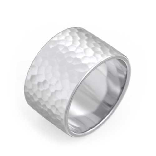 Women’s Cigar Band with Hammer Texture – Sterling Silver
