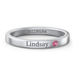 Stackable Birthstone Ring with Engraving