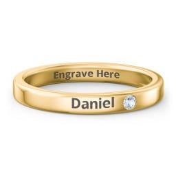Stackable Birthstone Ring with Engraving