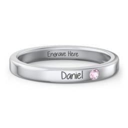 Stackable Birthstone Ring with Engraving