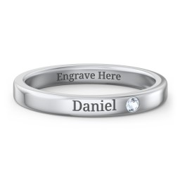 Stackable Birthstone Ring with Engraving