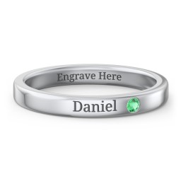 Stackable Birthstone Ring with Engraving