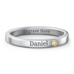 Stackable Birthstone Ring with Engraving