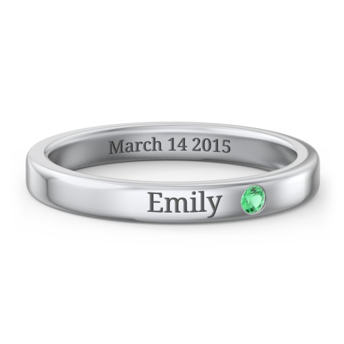 Stackable Birthstone Ring with Engraving