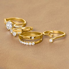 Stackable Birthstone Ring with Engraving