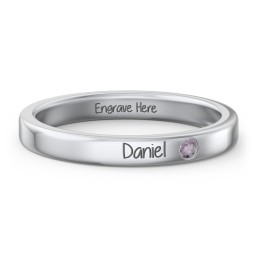 Stackable Birthstone Ring with Engraving in 925 Sterling Silver with Alexandrite