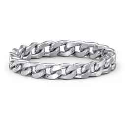 Curb Link Chain Ring in 10K Solid White Gold