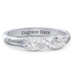 Infinity Marquise Ring with Accents in 925 Sterling Silver with White Sapphire and White Premium Zirconia