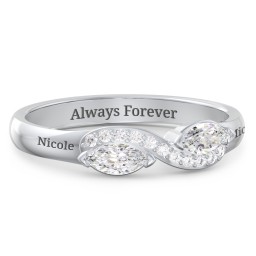 Infinity Marquise Ring with Accents in 925 Sterling Silver with Diamond