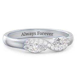 Infinity Marquise Ring with Accents in 925 Sterling Silver with Diamond