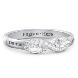 Infinity Marquise Ring with Accents in 925 Sterling Silver with Cubic Zirconia and White Premium Zirconia