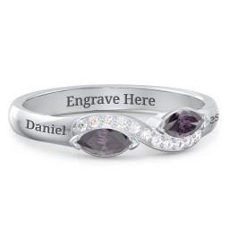 Infinity Marquise Ring with Accents in 925 Sterling Silver with Alexandrite and White Premium Zirconia