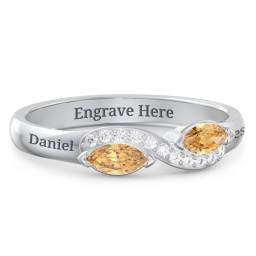 Infinity Marquise Ring with Accents in 925 Sterling Silver with Citrine and White Premium Zirconia