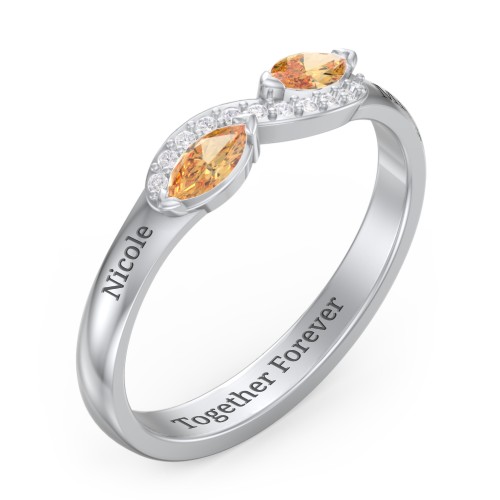 Infinity Marquise Ring with Accents – Sterling Silver with Citrine and White Premium Zirconia