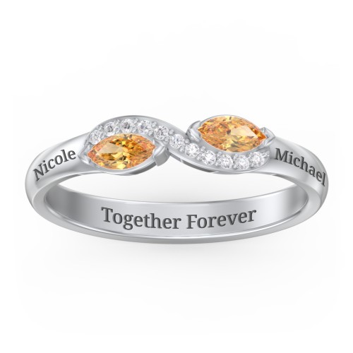 Infinity Marquise Ring with Accents – Sterling Silver with Citrine and White Premium Zirconia