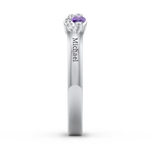 Infinity Marquise Ring with Accents – 10K White Gold with Aquamarine, Amethyst, and White Premium Zirconia