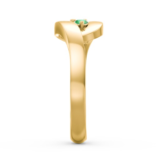Swirl Double Birthstone Ring – 10K Yellow Gold with Emerald and Ruby