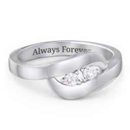 Swirl Double Birthstone Ring in 925 Sterling Silver with Diamond