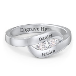 Swirl Double Birthstone Ring in 925 Sterling Silver with Cubic Zirconia