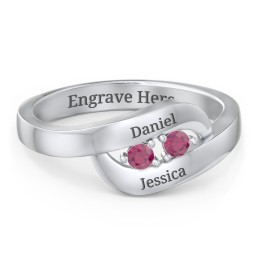 Swirl Double Birthstone Ring in 925 Sterling Silver with Ruby