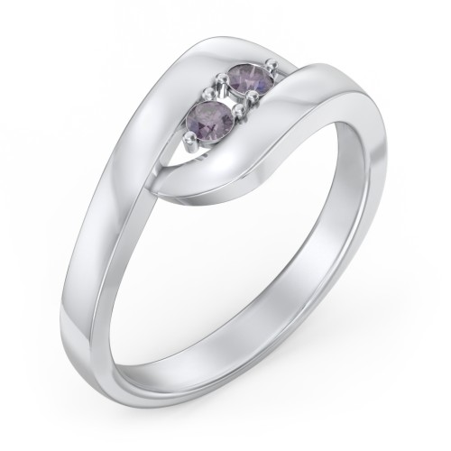 Swirl Double Birthstone Ring – Sterling Silver with Alexandrite