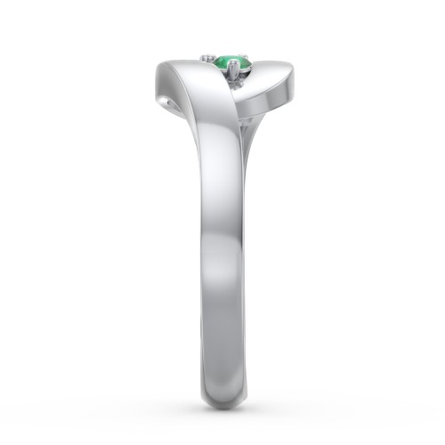 Swirl Double Birthstone Ring – Sterling Silver with Emerald