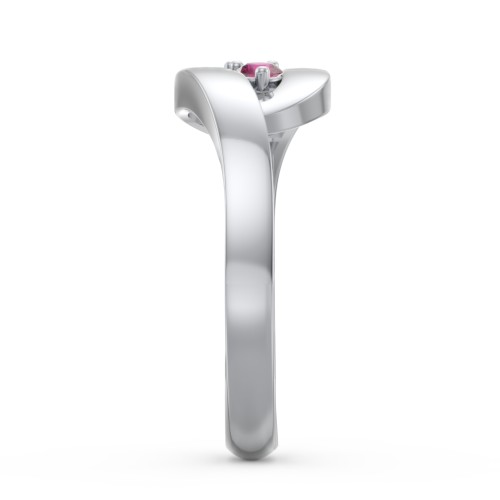 Swirl Double Birthstone Ring – Sterling Silver with Ruby