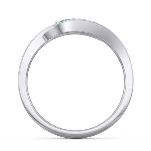 Swirl Double Birthstone Ring – Sterling Silver with Emerald