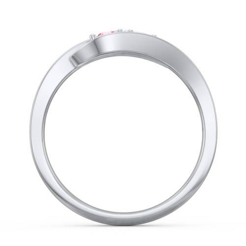 Swirl Double Birthstone Ring – Sterling Silver with Pink Tourmaline