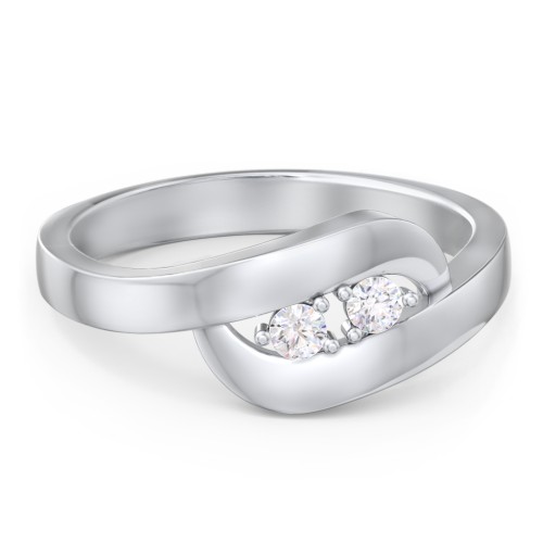 Swirl Double Birthstone Ring – Sterling Silver with Diamond