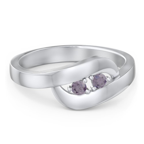 Swirl Double Birthstone Ring – Sterling Silver with Alexandrite