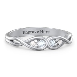 Double Infinity Birthstone Ring with Accents in 925 Sterling Silver with Aquamarine and White Premium Zirconia