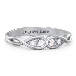Double Infinity Birthstone Ring with Accents in 925 Sterling Silver with Cubic Zirconia and White Premium Zirconia