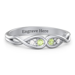 Double Infinity Birthstone Ring with Accents in 925 Sterling Silver with Peridot and White Premium Zirconia