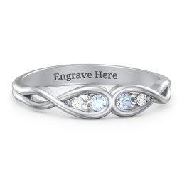 Double Infinity Birthstone Ring with Accents in 925 Sterling Silver with Blue Topaz and White Premium Zirconia