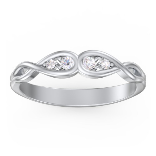 Double Infinity Birthstone Ring with Accents – Sterling Silver with Diamond
