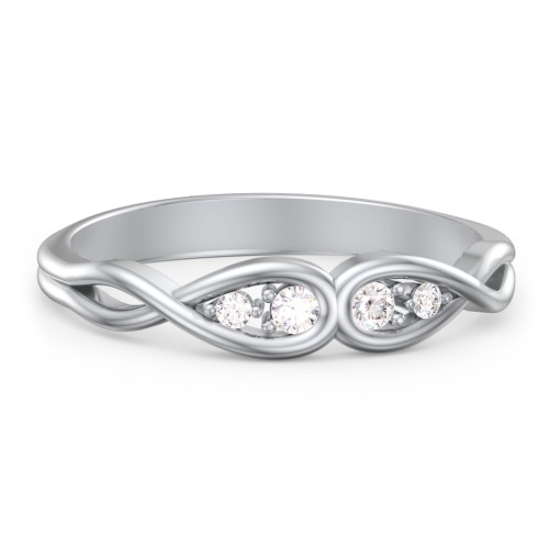 Double Infinity Birthstone Ring with Accents – Sterling Silver with Diamond