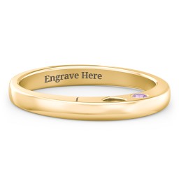 Peekaboo Birthstone Ring with Heart Cut Out in 18K Gold Plated Silver with Amethyst