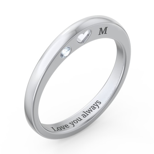 Peekaboo Birthstone Ring with Heart Cut Out