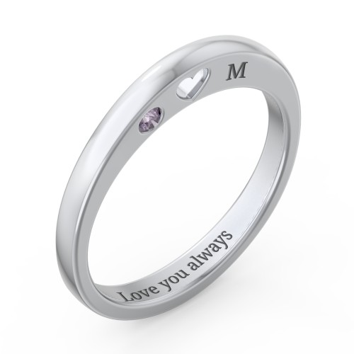 Peekaboo Birthstone Ring with Heart Cut Out