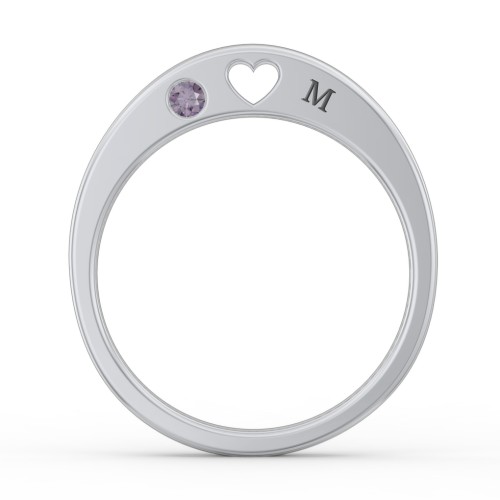 Peekaboo Birthstone Ring with Heart Cut Out