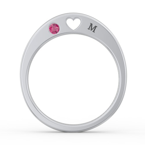 Peekaboo Birthstone Ring with Heart Cut Out