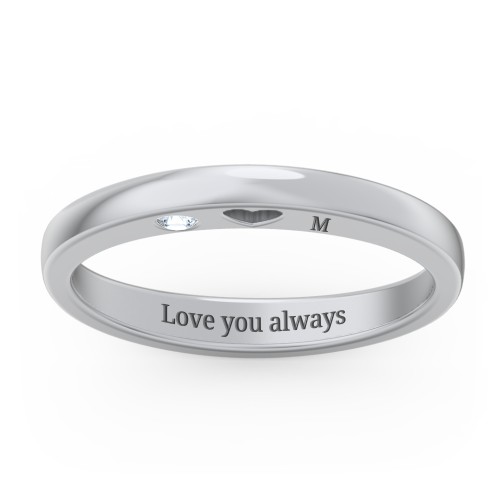 Peekaboo Birthstone Ring with Heart Cut Out