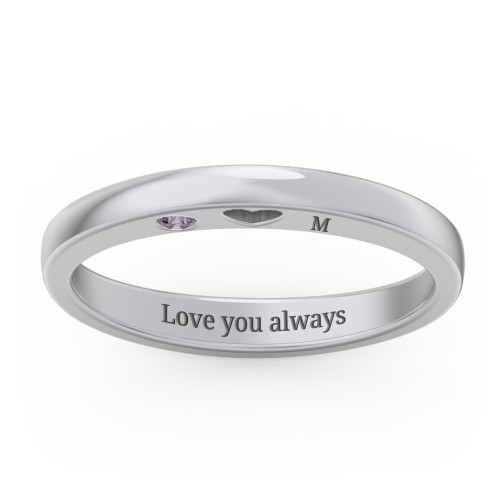 Peekaboo Birthstone Ring with Heart Cut Out