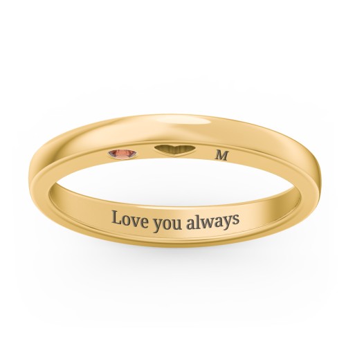 Peekaboo Birthstone Ring with Heart Cut Out