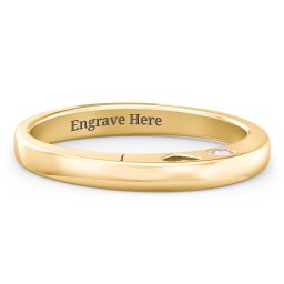 Peekaboo Birthstone Ring with Heart Cut Out in 18K Gold Plated Silver with Pink Tourmaline