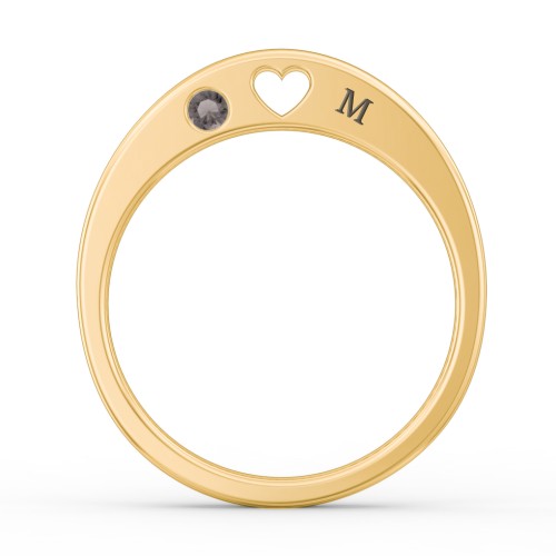 Peekaboo Birthstone Ring with Heart Cut Out – 18K Gold Plated Silver with Smokey Quartz