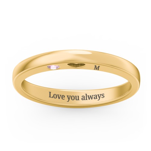 Peekaboo Birthstone Ring with Heart Cut Out – 18K Gold Plated Silver with Pink Tourmaline