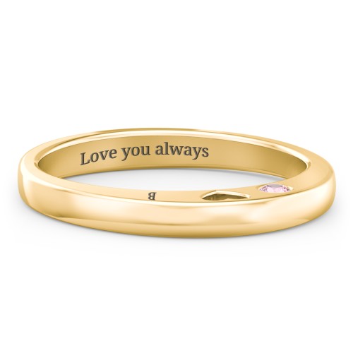 Peekaboo Birthstone Ring with Heart Cut Out – 18K Gold Plated Silver with Pink Tourmaline