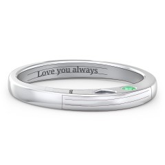 Peekaboo Birthstone Ring with Heart Cut Out – Sterling Silver with Ruby and Emerald